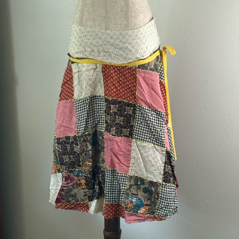 Vintage Free People Multicolor Patchwork Midi Skirt